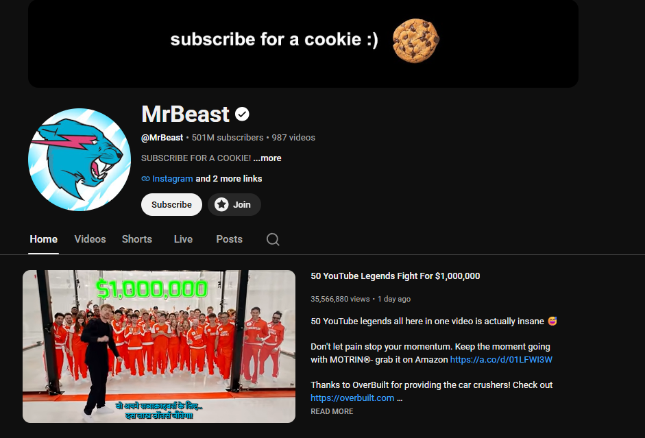 MrBeast Becomes The First YouTuber To Cross 500 Million Subscribers