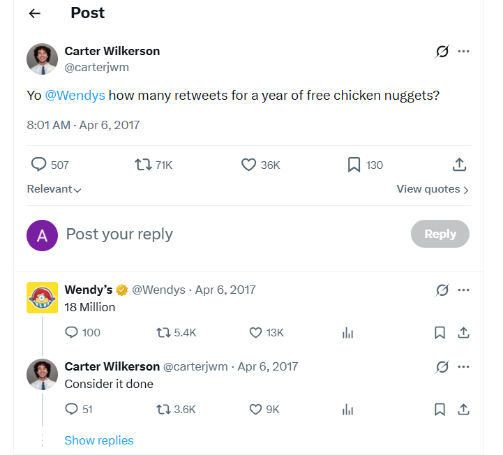 Wendy's Turned a Teen's Nugget Request Into Internet History