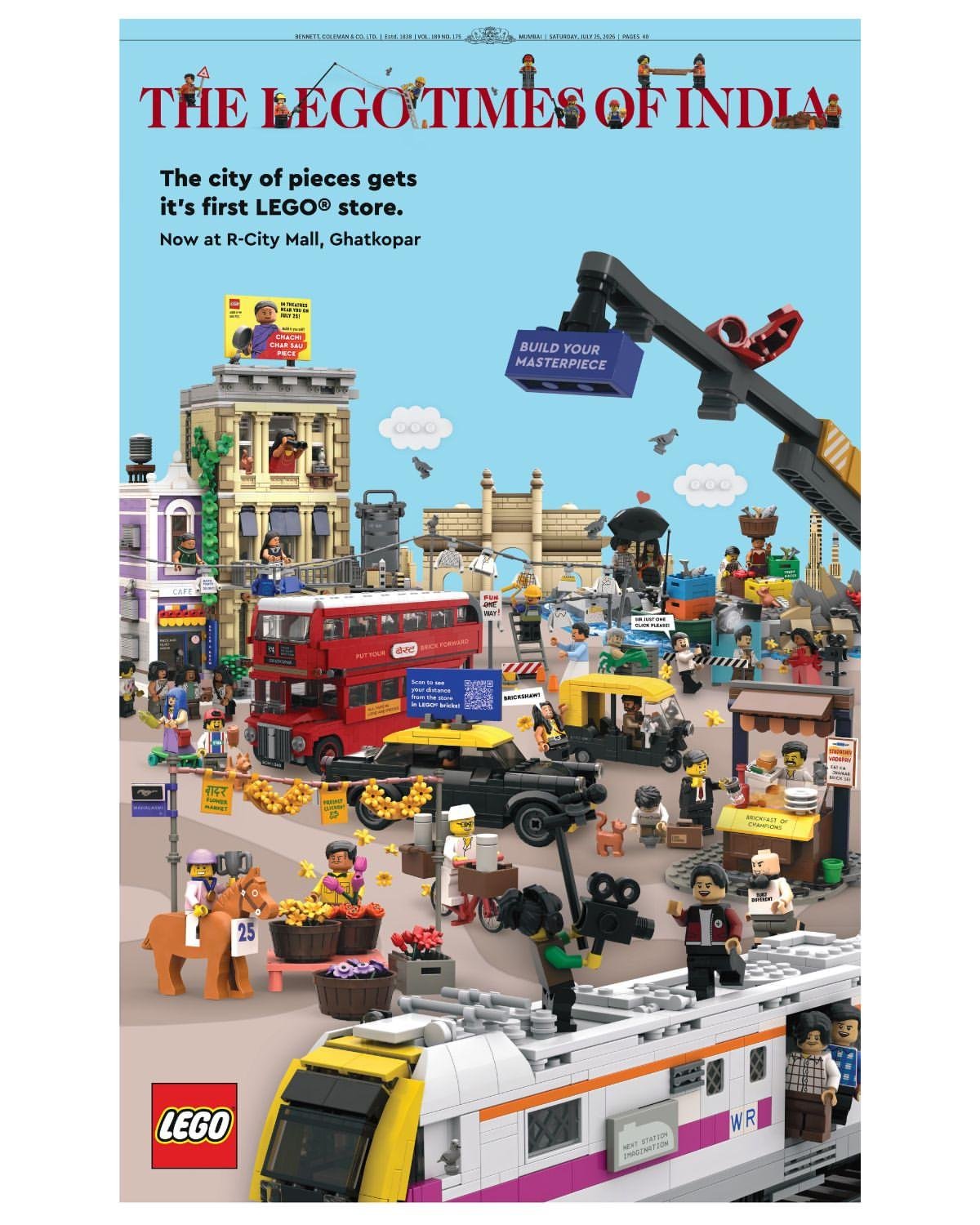 The LEGO Times Of India: An Iconic Masthead Becomes A Playful Mumbai Canvas