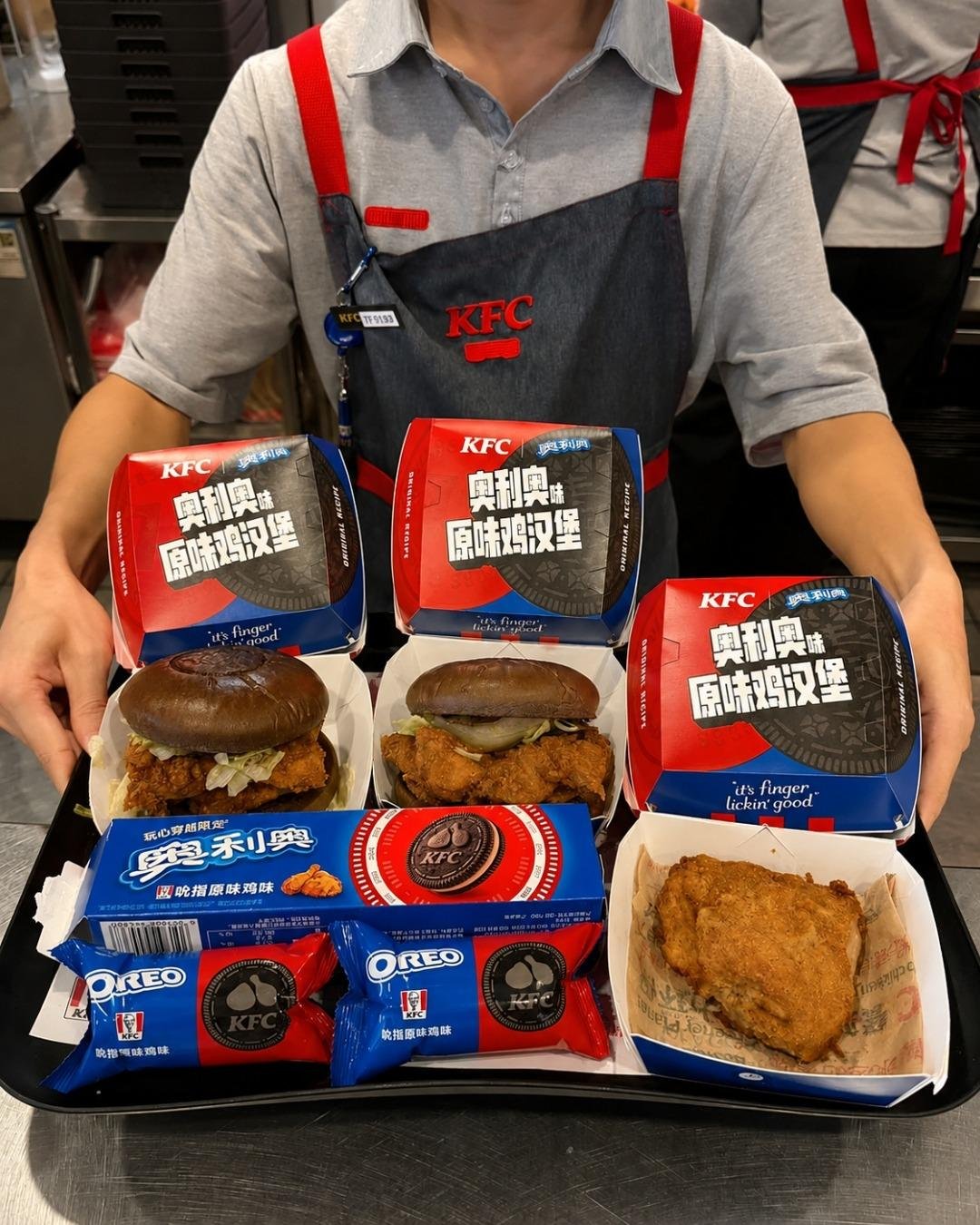KFC & Oreo Team Up For A Unique Fried Chicken Burger In China