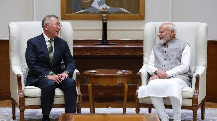 Hyundai Motor Group Executive Chair Euisun Chung and Prime Minister Narendra Modi
